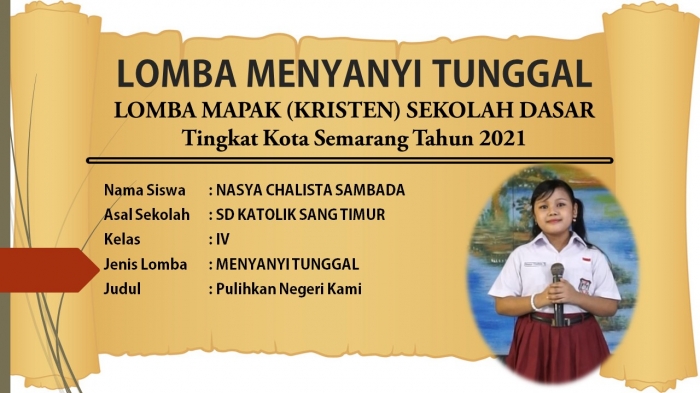 LOMBA MENYANYI TUNGGAL _ LOMBA MAPAK (KRISTEN) SD KOTA SEMARANG